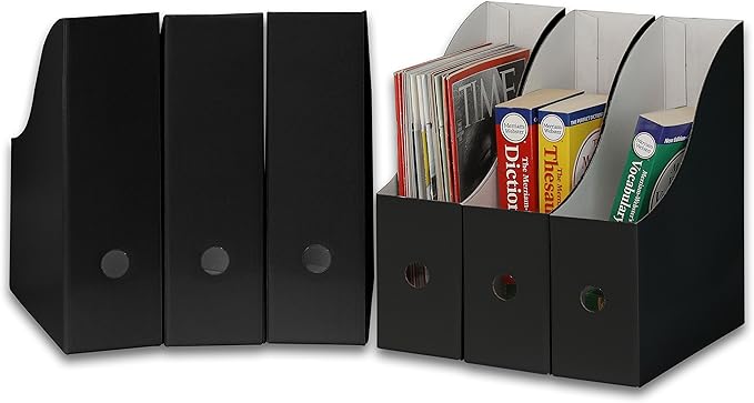 Simple Houseware Black Magazine File Holder Organizer Box (Pack of 6)