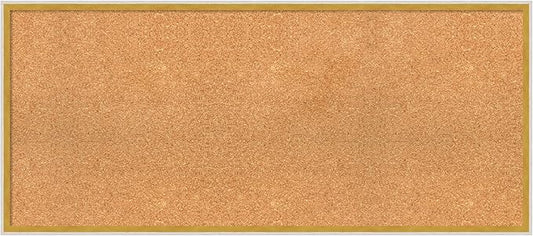 Amanti Art Natural Cork Board for Wall, 19x43 Vision Board with White Frame, Oversize Corkboard Office Decor for Home Organization, Modern Corkboard Pinboard to Display Items for Home Organization in