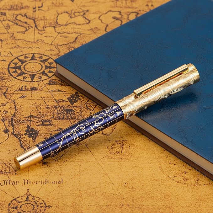 Hongdian 8041 Qinghai-Tibet Plateau Souvenir Fountain Pen, Iridum Fine Golden Nib with Metal Pen Box Set