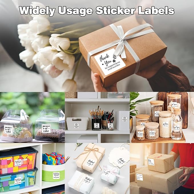 3 Rolls Phomemo Thermal Labels- 1.57''x 1.57'' Sticker Label Compatible for Phomemo M110/M220/M108/M250/M120/M150/M260 Thermal Printer, for Barcode, Address, Mailing, Black on White