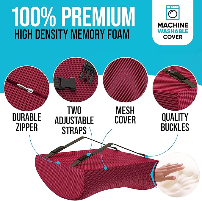 FORTEM Seat Cushion and Lumbar Support for Office Chair, Desk Chair Cushion, Memory Foam Office Chair Cushion, Non Slip Sitting and Back Pillow for Gaming, Car Seat Cushion, Chair Pad, XL
