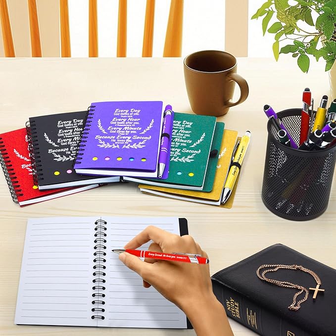 40 Pcs Bulk Christian Gifts Prayer Journal for Woman - 20 Set Religious Notepad with Christian Pen - Bible Notebook - Church Gifts for Mother's Day, Bible Study, and Family Devotions ( Colorful )