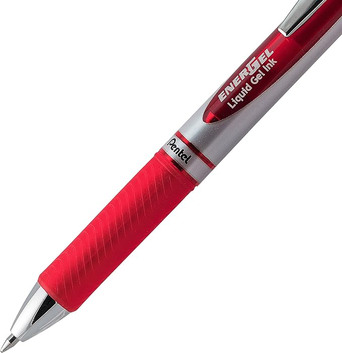 Pentel BL77PC12M1 EnerGel RTX RT Liquid Gel Pen, Med, Metal Tip, Assort Ink, 12-Pk Window Box of 12, 0.7mm, Assorted