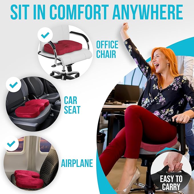 FORTEM Seat Cushion and Lumbar Support for Office Chair, Desk Chair Cushion, Memory Foam Office Chair Cushion, Non Slip Sitting and Back Pillow for Gaming, Car Seat Cushion, Chair Pad, XL