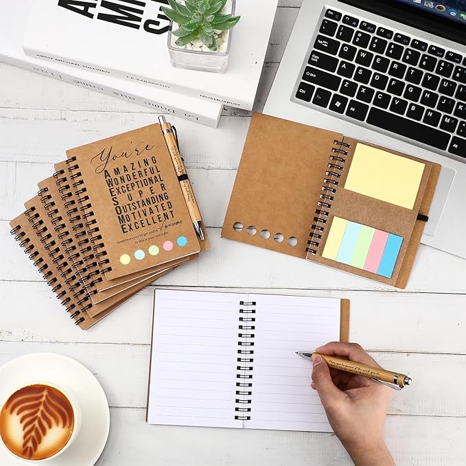 Jetec 100 Sets Bulk Employee Appreciation Gifts Bulk Inspirational Spiral Notebook with Note Ballpoint Pen Thank You Gifts for Volunteer Social Worker Nurse Staff Coworker Students (Amazing)