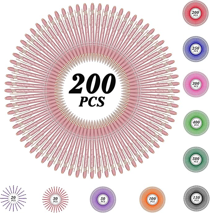 Max 500 Pcs Personalized Pens Bulk, Custom Pens with Free Engraving, Customized Stylus Tip Ballpoint Pen with Your Name Massage Text for School Office Business Graduation Anniversaries-200 Packs
