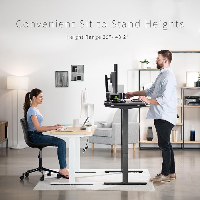 VIVO Electric Dry Erase 60 x 24 in Standing Desk, Memory Height Adjustment, 1B Series, White Marble Pattern Top, Gray Frame, DESK-KIT-1G6WM