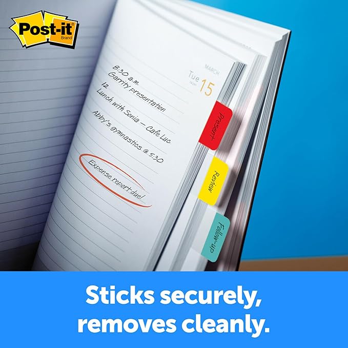 Post-it Tabs, 2 in, Solid, Assorted Primary Colors, 6 Tabs/Color, 4 Colors, 24 Tabs/Pack (686-ALYR)