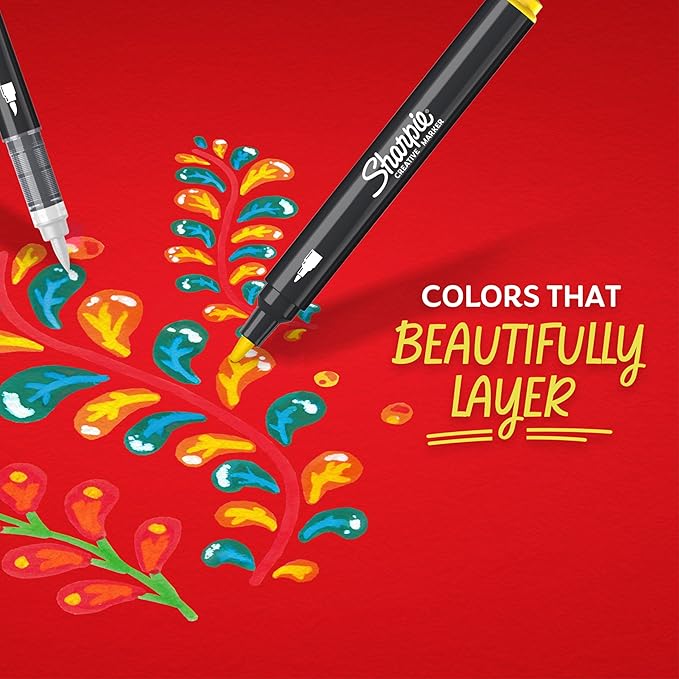 Sharpie Acrylic Creative Markers, Bullet Tip, Vibrant Assorted Colors, Non-Bleeding Water-Based Ink, Pack of 12