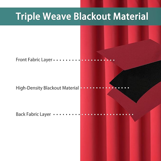 BONZER Extra Wide Room Divider Black Curtain Total Privacy Wall Room Darkening Grommet Curtains for Apartment, Studio, 108L x 120W Inch (9L x 10W ft), 1 Panel, Red