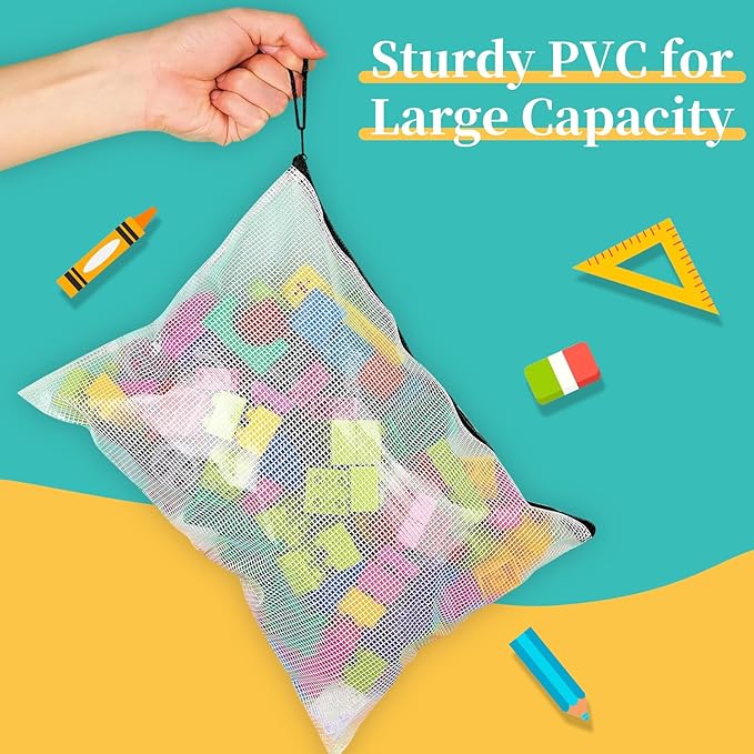 A5 Mesh Zipper Pouch, 24 Pack 9.4" x 6.9" Plastic Zipper Pouches for Organizing, Multipurpose Waterproof Zipper Bags for Travel Office Home Storage, Black