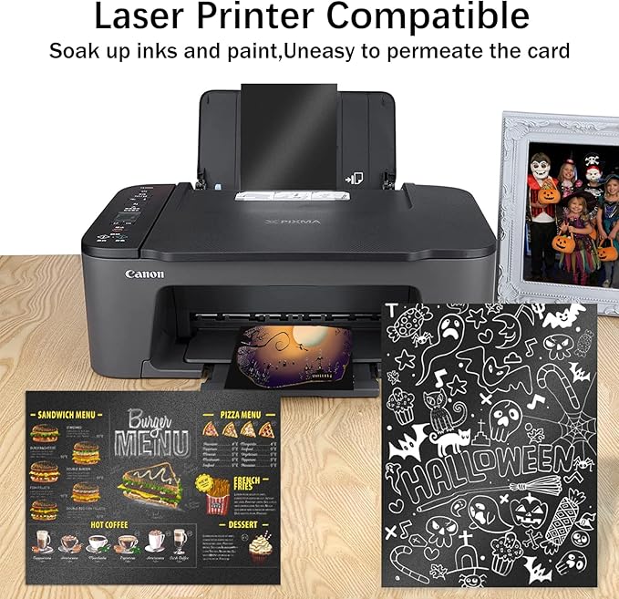 24 Sheets Black Shimmer Cardstock 8.5 x 11 Metallic Paper, Goefun 80lb Card Stock Letter Size Sheets for Halloween, Invitations, Scrapbooking, Crafts, Graduations