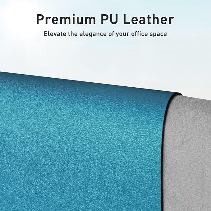 Aothia Leather Desk Pad Protector, Mouse Pad, Office Desk Mat, Non-Slip PU Leather Desk Blotter, Laptop Desk Pad, Waterproof Desk Writing Pad for Office and Home (Turquoise,23.6" x 13.7")