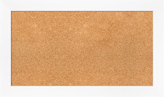 Amanti Art Natural Cork Board for Wall, 17x29 Vision Board with White Frame, Medium Corkboard Office Decor for Home Organization, Modern Corkboard Pinboard to Display Items for Home Organization in