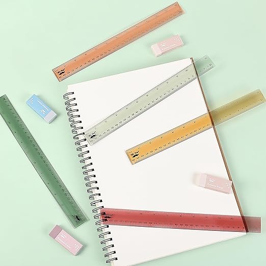 Mr. Pen- Ruler, 12 inch Ruler, 6 Pack, Vintage Colors, Clear Rulers 12 Inch, Rulers for School, Back to School Supplies