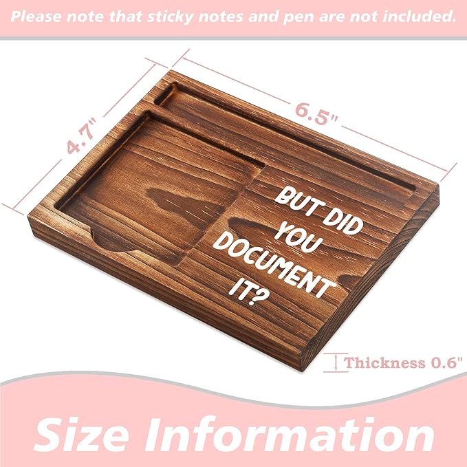 Sticky Note Holder Wooden Notepad & Pen Holder 6.5" x 4.7" Sticky Note Pad Holder Dispenser for Desk Work Humor Gifts, NPA178
