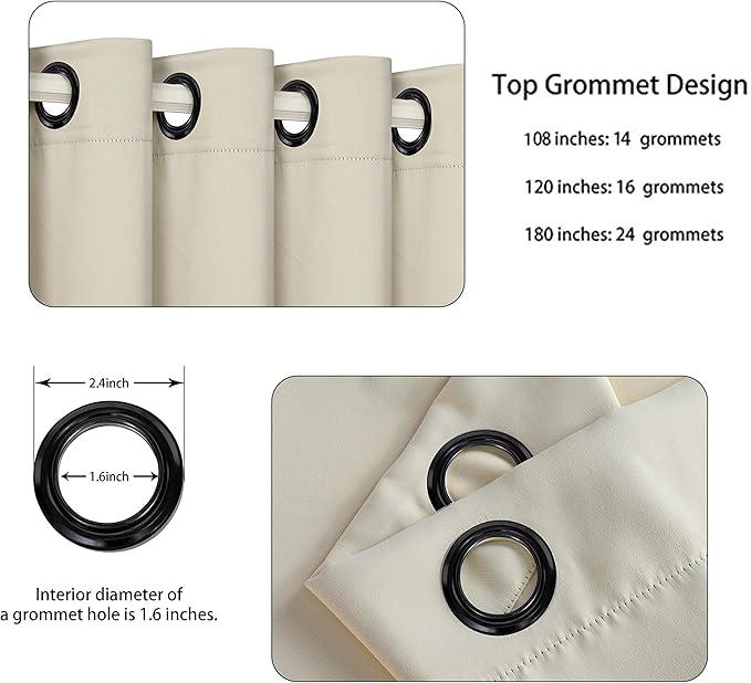BONZER Room Divider Blackout Curtain Extra Wide Room Darkening Total Privacy Wall Noise Reducing for Apartment, Studio, 108L x 120W Inch (9L x 10W ft), 1 Panel, Cream
