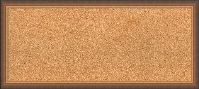 Amanti Art Natural Cork Board for Wall, 16x36 Vision Board with Bronze Frame, Medium Corkboard Office Decor for Home Organization, Modern Corkboard Pinboard to Display Items for Home Organization in