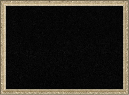 Amanti Art Black Cork Board for Wall, 22x30 Vision Board with Champagne Frame, Medium Corkboard Office Decor for Home Organization, Traditional Corkboard Pinboard to display items for home