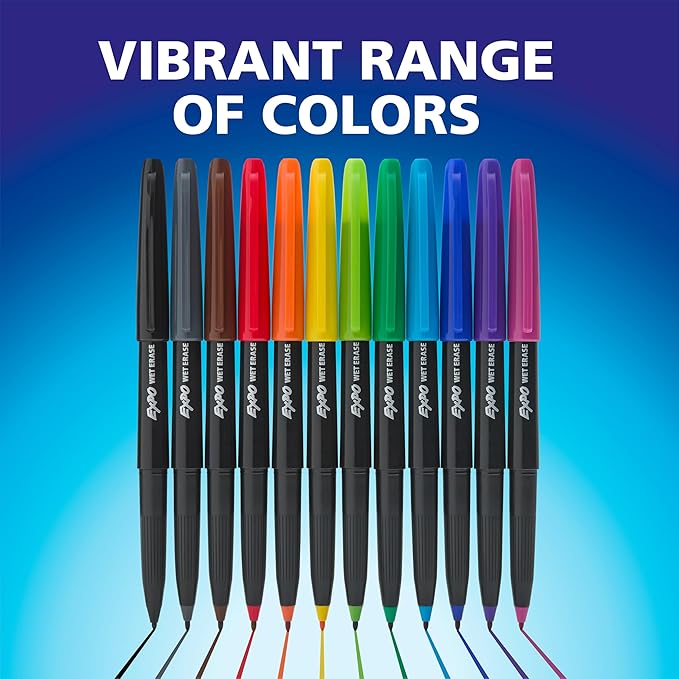 EXPO Wet Erase Markers, Semi-Permanent Markers, Assorted, Fine and Ultra-Fine Tips, 36 Count