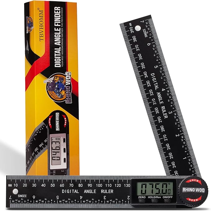 Digital Angle Finder Protractor, Angle Finder Ruler with 7inch/200mm, Angle Measuring Tool for Woodworking/Carpenter/Construction/DIY Measurement(2 Batteries Included) (Enhanced ABS)