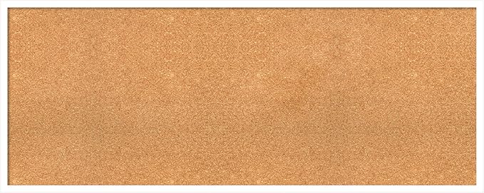 Amanti Art Natural Cork Board for Wall, 21x53 Vision Board with White Frame, Oversize Corkboard Office Decor for Home Organization, Modern Corkboard Pinboard to Display Items for Home Organization in