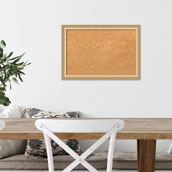 Amanti Art Natural Cork Board for Wall, 14x20 Vision Board with Gold Frame, Small Corkboard Office Decor for Home Organization, Casual Corkboard Pinboard to Display Items for Home Organization in