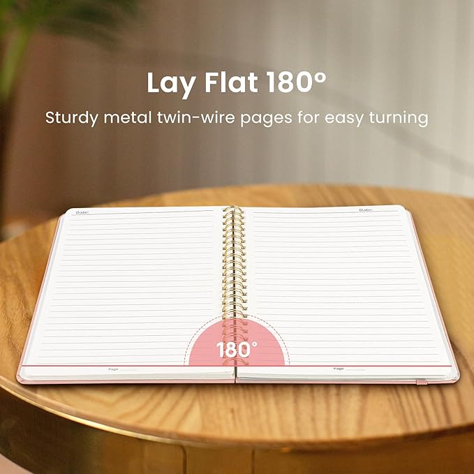 Taja Lined Spiral Journal Notebook for Work, 6 Pack, 140 Pages, College Ruled Hardcover Notebook Journal for Women, 6 Pcs, Journals for Writing, A5(6"x8") - Pink