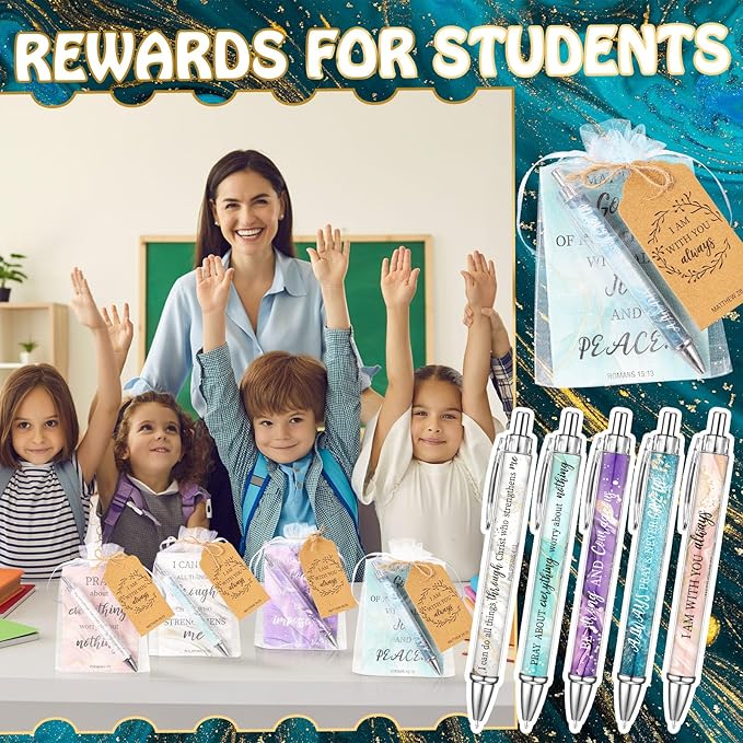 200 Pcs Bible Verse Sets Church Christian Gift Include 50 Scripture Notebooks 50 Bible Bamboo Pens 50 Thanks Tags 50 Organza Bags for Women Man Christian Party Gifts(Elegant Color,Marble)