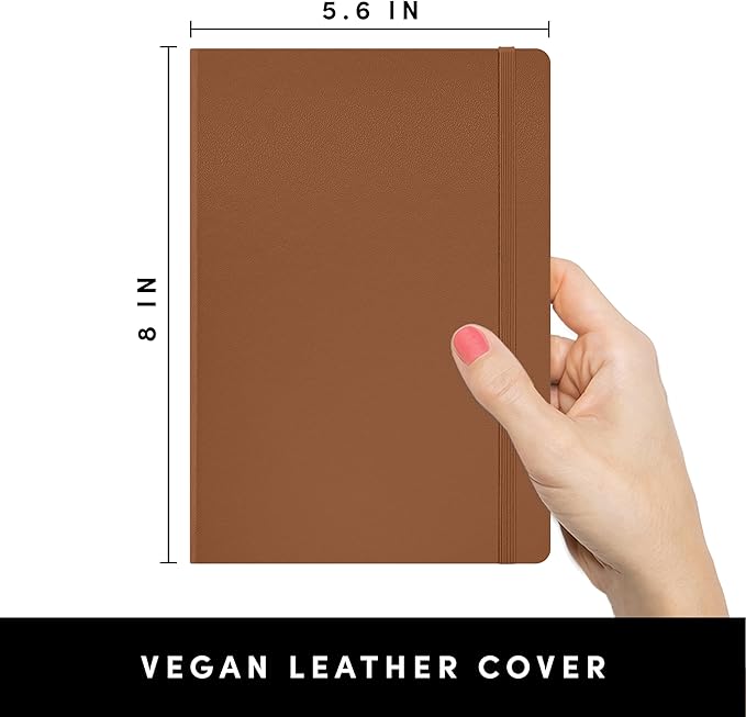 PAPERAGE Graph Paper Journal Notebook, (Cognac), 160 Pages, Medium 5.6 in x 8 in - 100 GSM Thick Paper – Hardcover Grid Notebook for Work or School