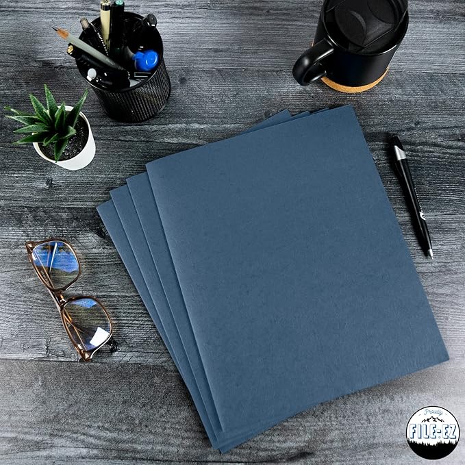 FILE-EZ Two-Pocket Folders, Assorted Colors, 125-Pack, Textured Paper, Letter Size (EZ-32400)