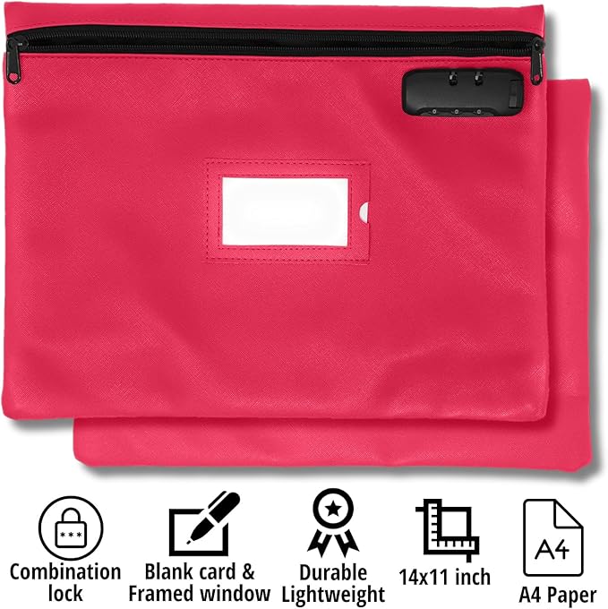 Pink Notary Bag | 14x11 inch | Locking Zipper Case for Notary Kit, Stamp, Embosser, Ink Pad, and Valuables