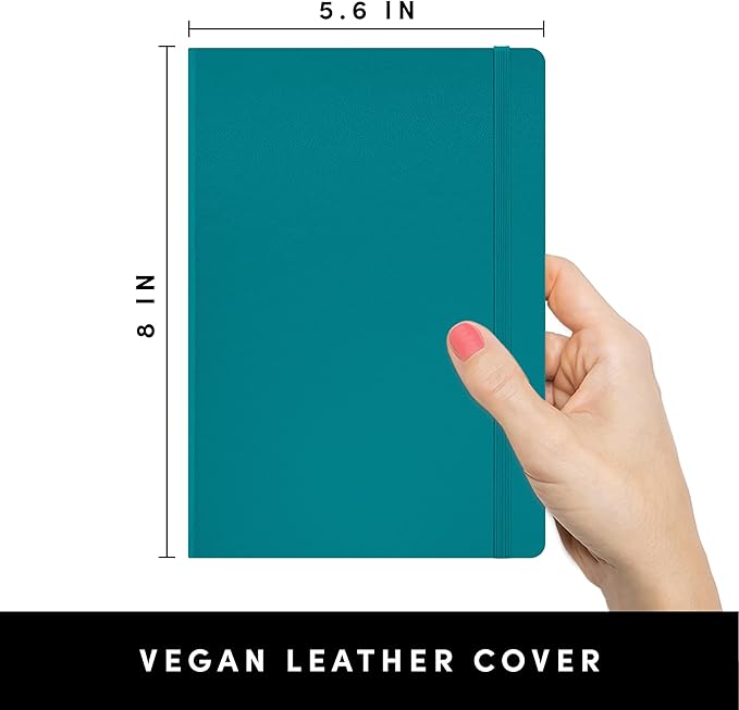 PAPERAGE Lined Journal Notebook, (Turquoise), 252 Pages, Medium 5.6 in x 8 in - 100 GSM Thick Paper – Hardcover Journaling Notebook for Work, School & Note Taking