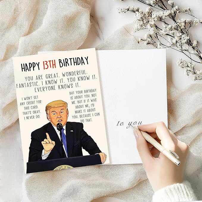 Funny 13th Birthday Card for Him Her, Humorous 13th Birthday Gift for Son Daughter, Happy 13 Year Old Birthday Decorations for Boys Girls Grandson Granddaughter