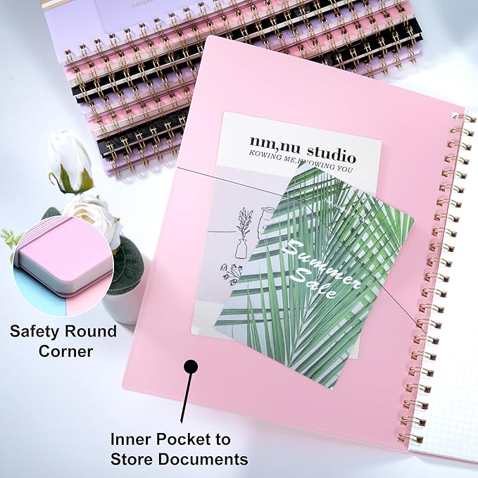 Yoment Bullet Dotted Journal Spiral Notebook 8.5 x 11 A4 Large Dot Grid Notebooks, 100 GSM Thick Dot Paper, Journaling Notebooks for Work School Sketching, A4 Pink