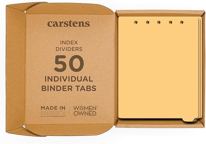 Carstens - Heavy Duty Plastic Ring Binder Dividers, Bottom Tab, 1/9 Cut, Tab 9 Position, US Letter, Pale Orange, Case of 50, (2619-18CS) - Ideal Medical Chart Dividers or Index Tabs for 3 Ring Binders