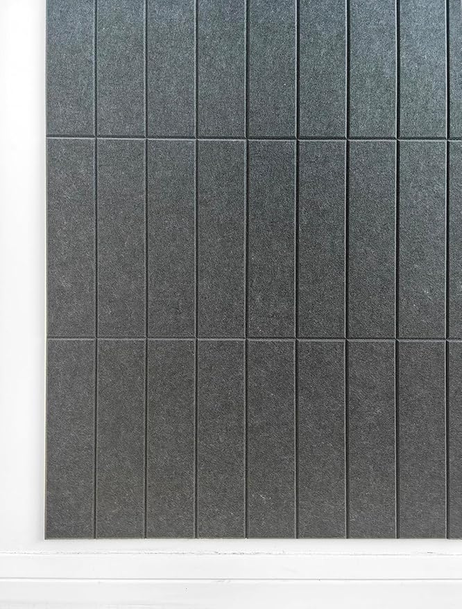 Large Cork Board Alternative - 24-Pack Felt Wall Tiles with Safe Removable Adhesive Tabs, Cork Wall Tiles Bulletin Board Home Office Essentials - Gray Black