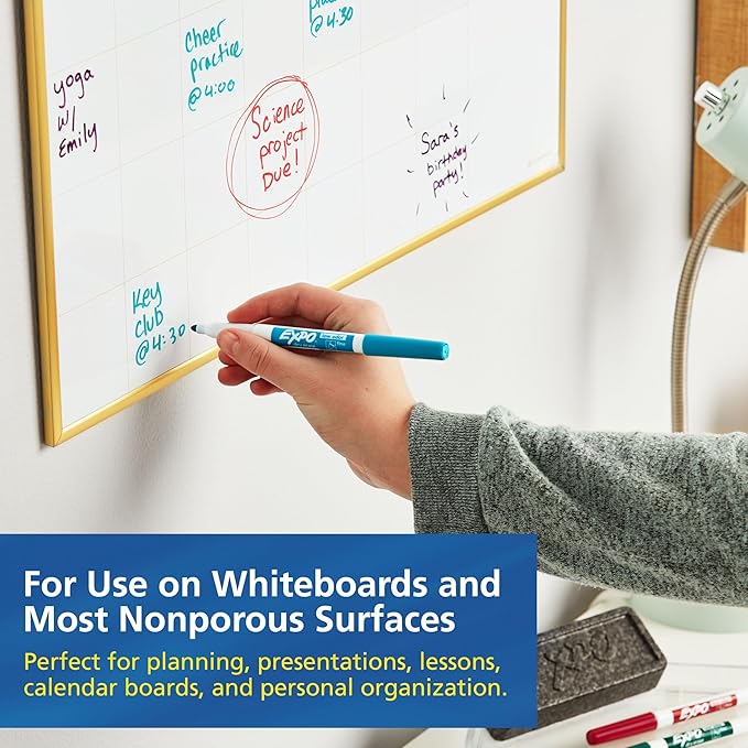 EXPO Low Odor Dry Erase Markers, Fine Tip, Black, (Pack of 6, 216 Count Total)
