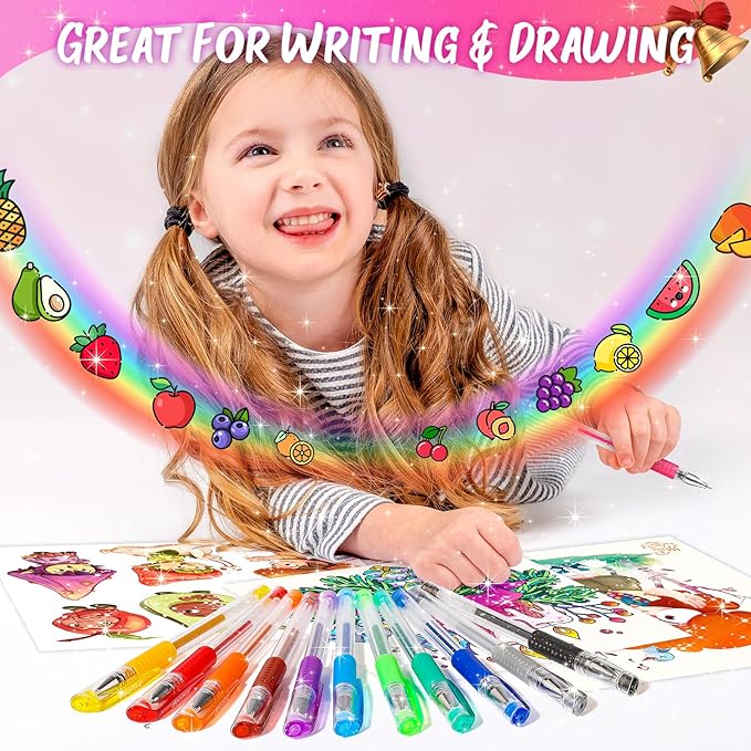 Easter Basket Essentials for Kids, Easter Basket Stuffers Gifts for Teens Adults, 12-Color Scented Glitter Gel Pens, Cute Coloring Pens, Colored Pen Set Fun Stationary,Scrapbook Journaling Supplies