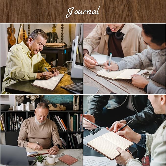 CAGIE Leather Vintage Journal for Men Soft Cover Lined Pages Notebook 180 Lay Flat for Writing Travel Diary, 5.7'' x 8.3'', Brown