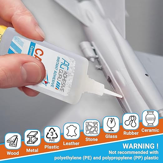 Adhesive Guru Cyanoacrylate (CA) Super Glue (3.5 oz) for Plastic, Metal, Leather, Ceramic - Fast Adhesive for Woodworking, Hobby Models, Carpentry - 1 Pack