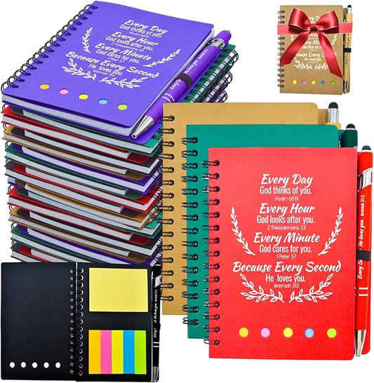 60 Pcs Bulk Christian Gifts Prayer Journal for Woman - 30 Set Religious Notepad with Christian Pen - Bible Notebook - Church Gifts for Mother's Day, Bible Study, and Family Devotions ( Colorful )
