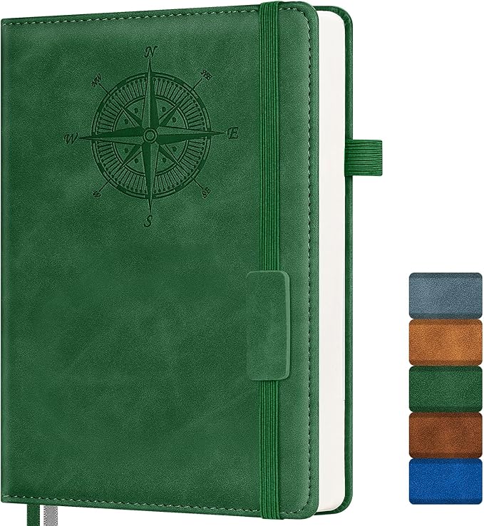 Notebook Journal for Women Men: Leather Journal for Writing, Hardcover College Ruled Journals Notebooks with Thick Paper, Large A4 Daily Journal for Travel, Diary, Gifts for Teens, 8.5"×11", Green