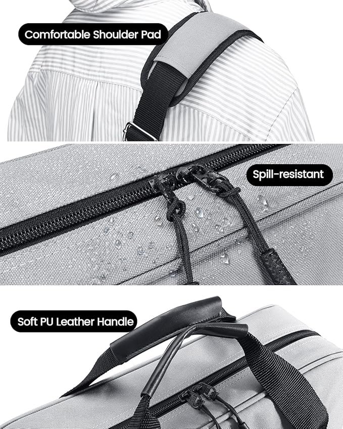 3 Inch 3 Ring Zipper Binder with Shoulder Strap & Handle & Multi-Pocket - 3" Binder with Zipper for School, Compatible with 13-Inch MacBook/Tablet -Patent Design Grey
