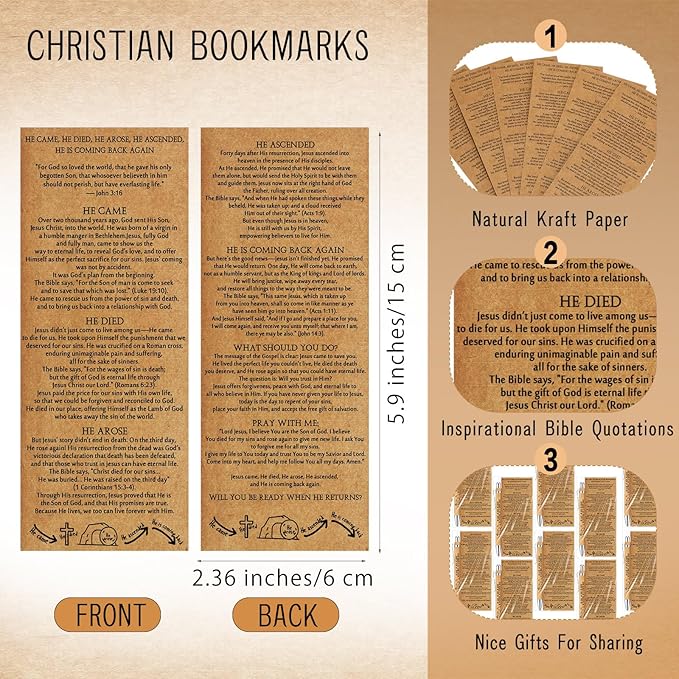 50 Sets Religious Bible Verse Gifts Bulk Christian Bookmarks Inspirational Bamboo Pens Easter Gifts for Men Women Sunday School Church Activities