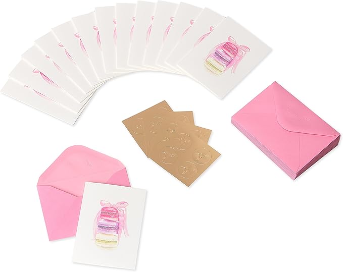 Papyrus Blank Cards with Envelopes, Stack of Macarons (14-Count)