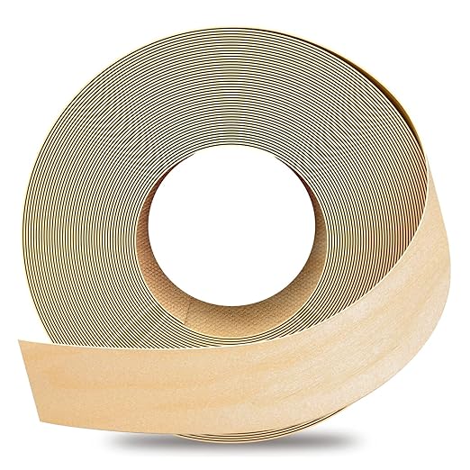 GSCIT Club Birch Edge Banding, 1 1/2 inch x 250ft roll of Veneer Plywood Edge Banding Preglued Flexible, Wood Tape Banding for Cabinet Repair