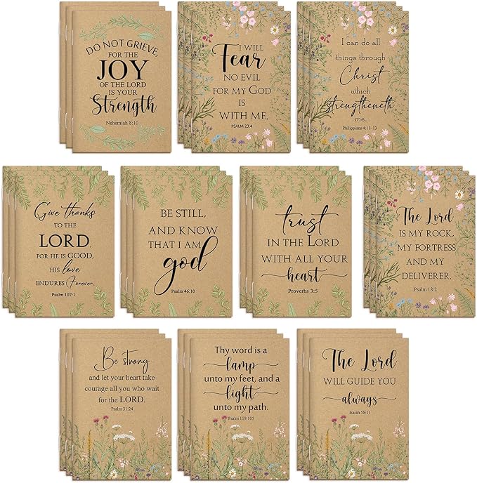 Ctosree 50 Pcs Bible Verse Prayer Journal Notebook Christian Note Pads Bulk mini Inspirational Notebook Religious Scripture Church Notepad for Women 3.15 x 5 Inches (Brown)