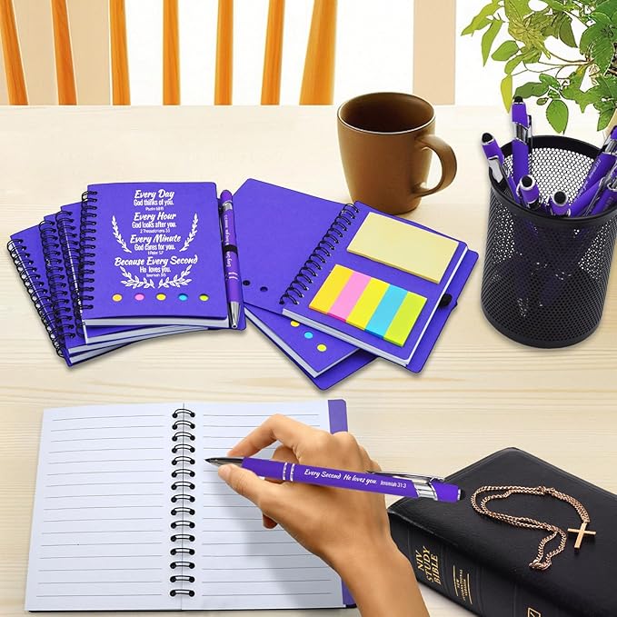 40 Pcs Bulk Christian Gifts Prayer Journal for Woman - 20 Set Religious Notepad with Christian Pen - Bible Notebook - Church Gifts for Mother's Day, Bible Study, and Family Devotions ( Elegant )