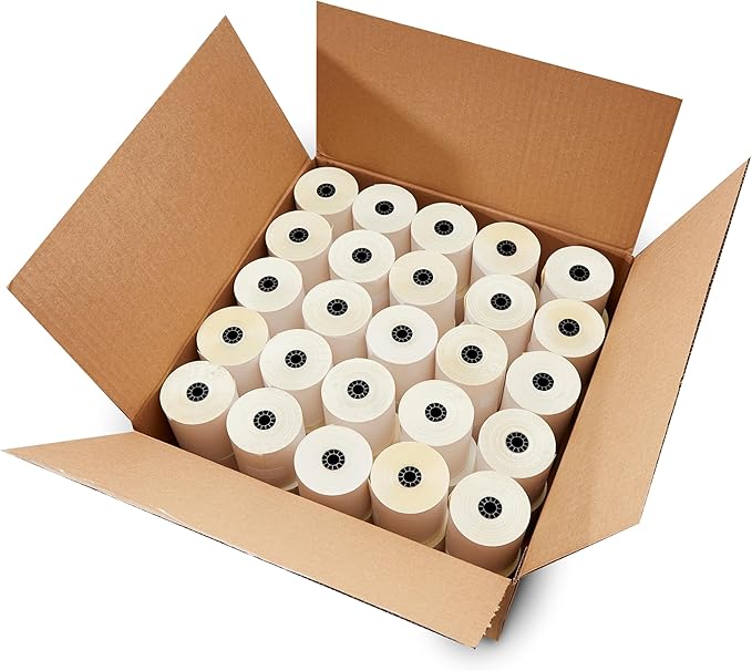 3" X 95' Two Ply Carbonless Rolls Compatible with Most Restaurant Kitchen Printers. (White/Canary - Pack of 50)